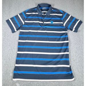 Nike Golf Tour Performance Dri Fit Polo Shirt Mens L Blue Striped Columbus CC